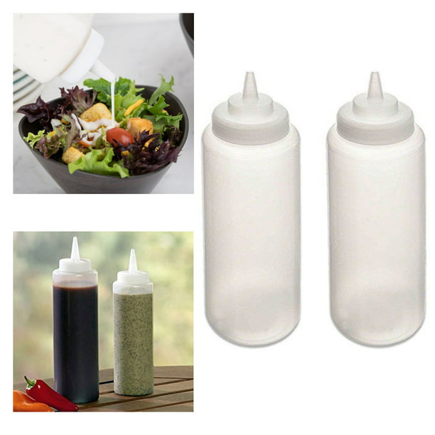2pc Plastic Tomato Ketchup Red Sauce & Mustard Squeezy Bottle Dispenser With Cap 